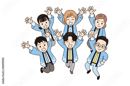 ジャンプしているハッピを着た人
