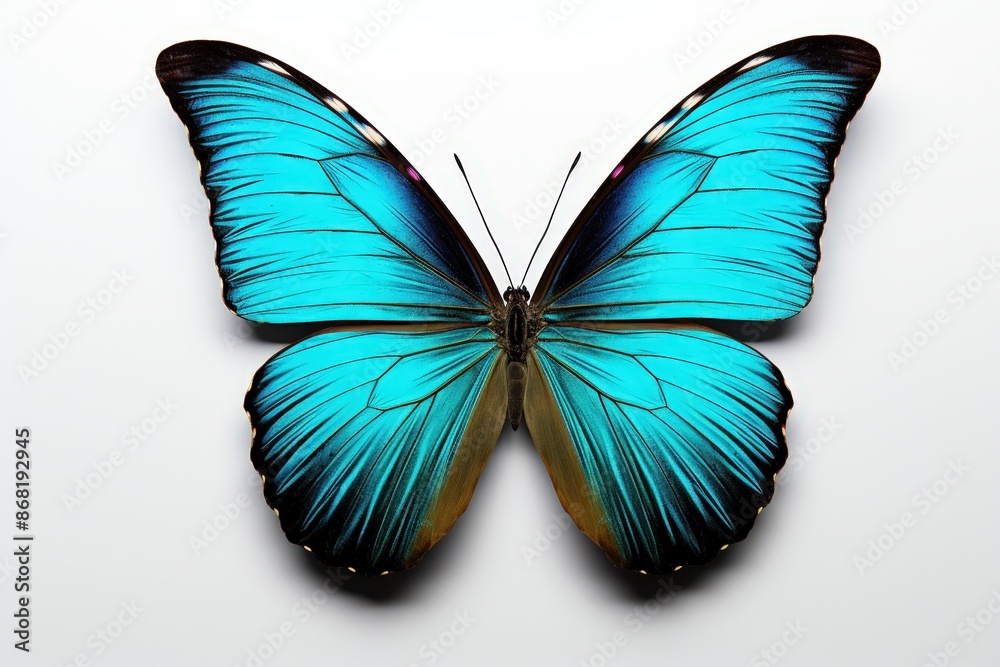 Blue Morpho Butterfly on White Background Blue Morpho Butterfly on White Background