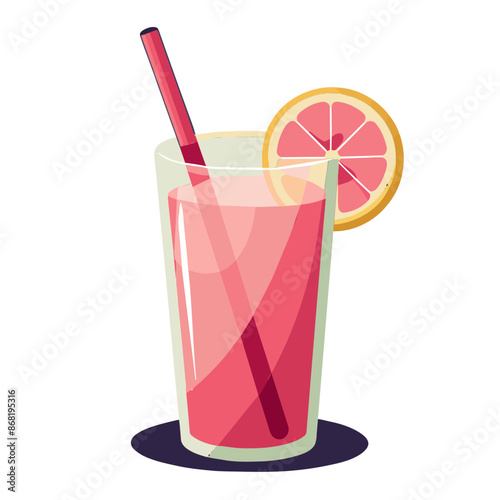 Refreshing Pink Lemonade Glass Illustration