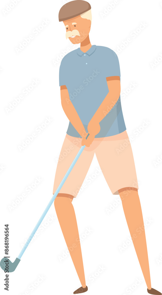 Senior man is playing golf, enjoying his retirement by staying active and having fun Senior man is playing golf, enjoying his retirement by staying active and having fun