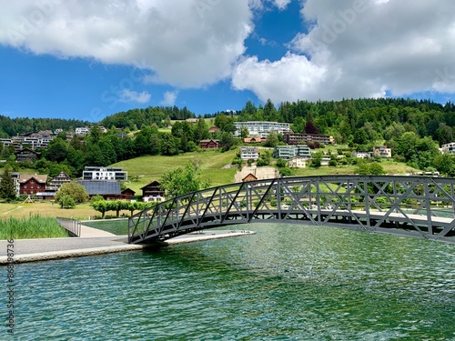 Unterägeri / Unteraegeri am Ägerisee / Aegerisee - Brücke über den Fluss Lorze am See