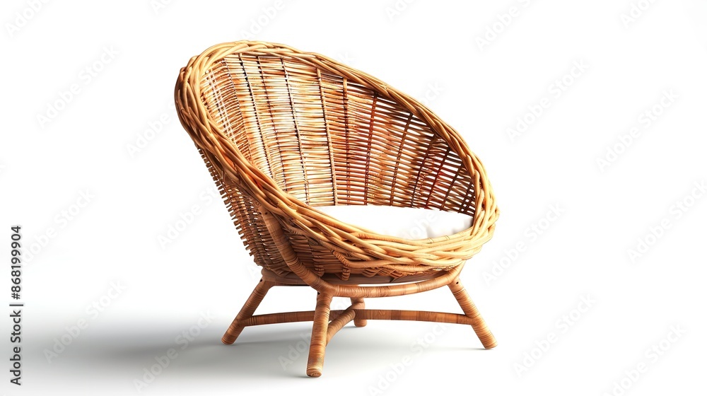 Obraz premium Wicker Chair Isolated on White Background - Details