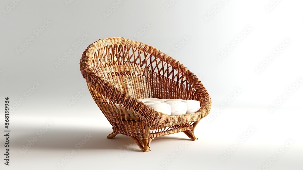 Obraz premium Wicker Chair Isolated on White Background - Details