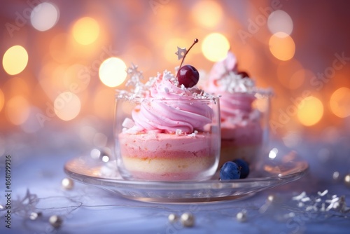 Heavenly dessert surrounded by a soft and enchanting bokeh glow.