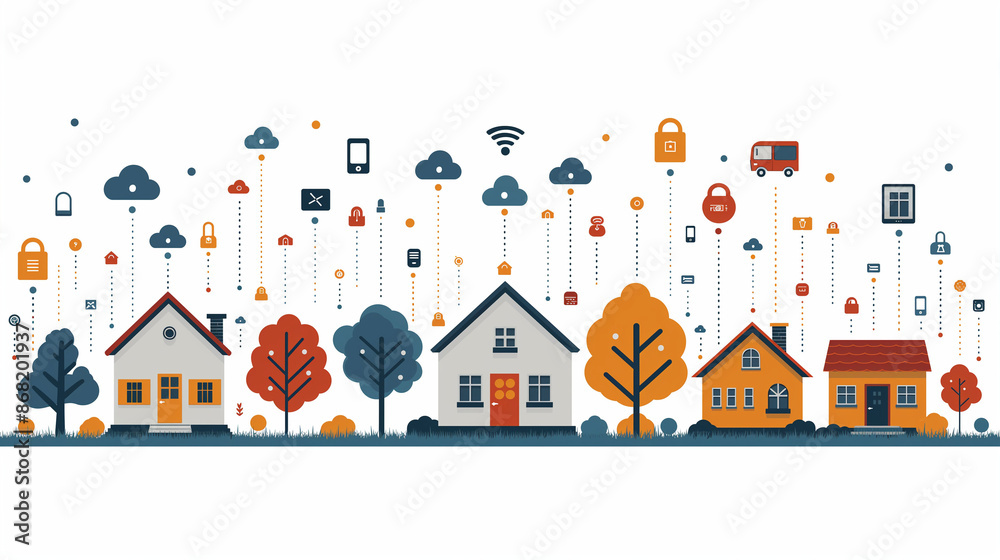 Fototapeta premium Smart home with interconnected devices, seamless communication,