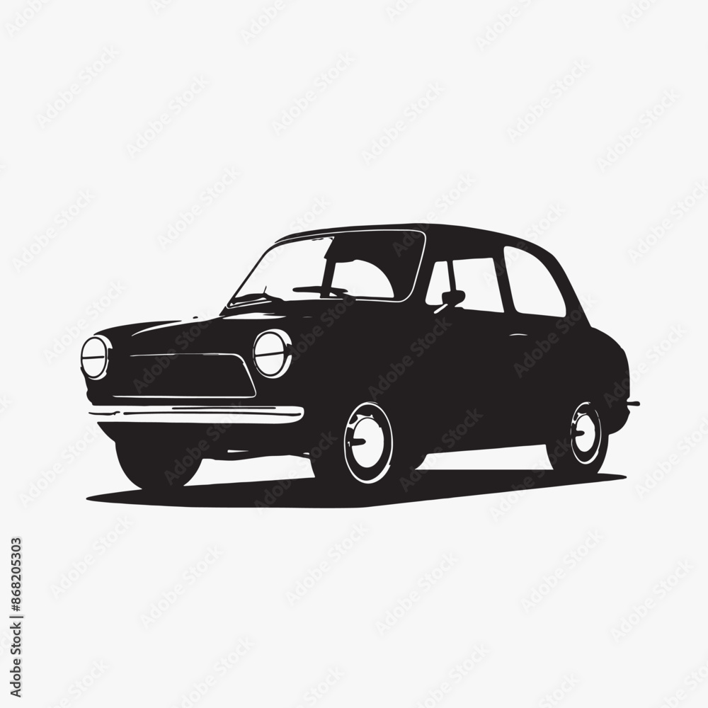 Obraz premium Black silhouette of a car in white background