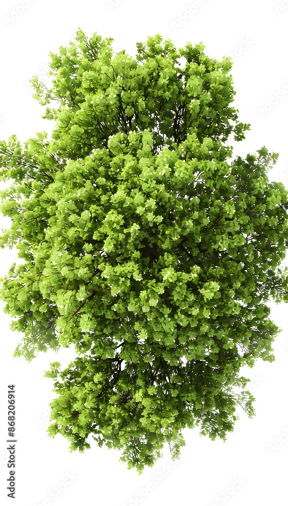 A top-down view of an entire green tree on a white background A top-down view of an entire green tree on a white background