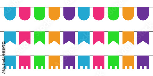 Colorful flags decor elements vector illustration design
