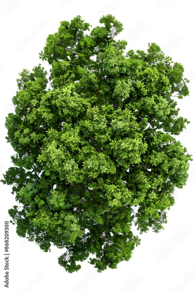 Obraz premium A top-down view of an entire green tree on a white background