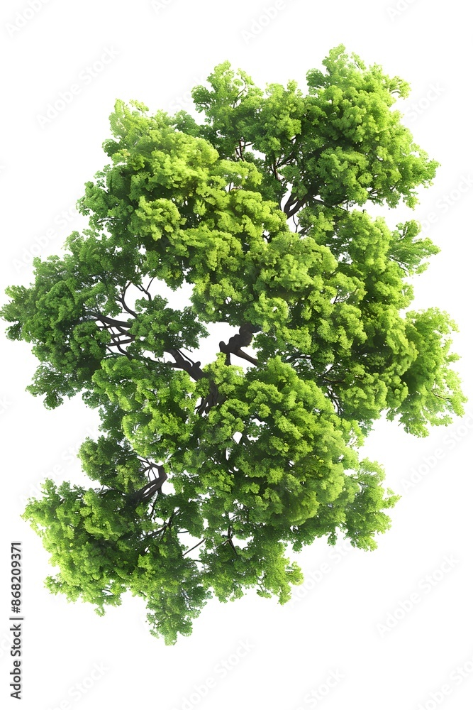 Obraz premium A top-down view of an entire green tree on a white background