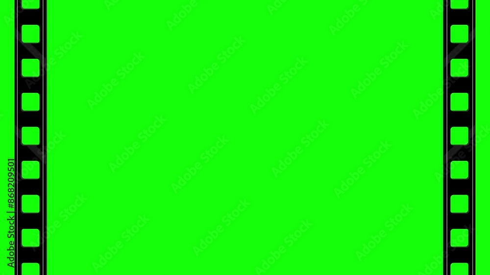 Vertical film real with black border, film burns frame with green screen background, film flash graphic animation 4k video Vertical film real with black border, film burns frame with green screen background, film flash graphic animation 4k video