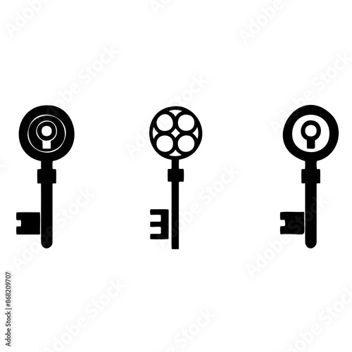 Set of Three Vintage Keys Silhouettes