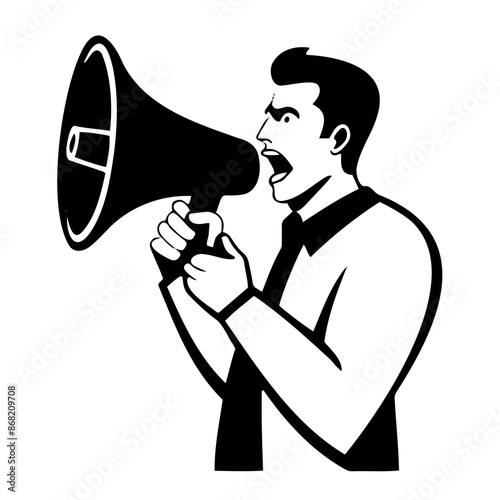 Man Shouting into Megaphone Silhouette