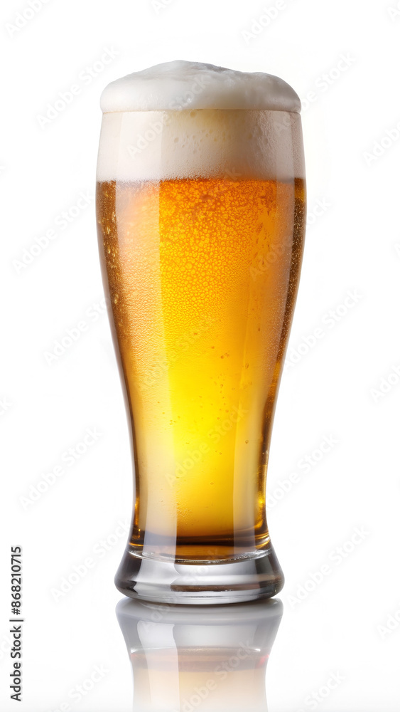 A glass of beer on a white background A glass of beer on a white background