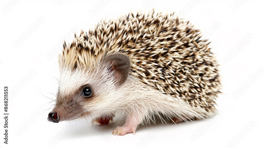 Adorable African Pygmy Hedgehog on White. Generative AI Adorable African Pygmy Hedgehog on White. Generative AI