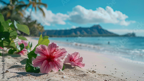 Fototapeta Naklejka Na Ścianę i Meble -  beach with palm trees background, sea background 