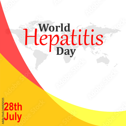 World Hepatitis Day, Red Liver, white background, World map in the background and patterns. Vector graphics on a white background