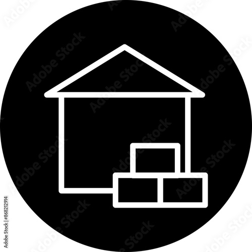 Warehouse Vector Line White Circle Black
