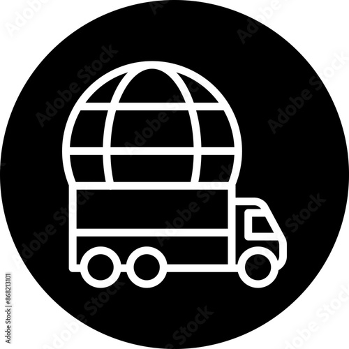 Globe (for international delivery) Vector Line White Circle Black