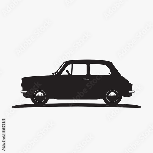 Black silhouette of a car in white background