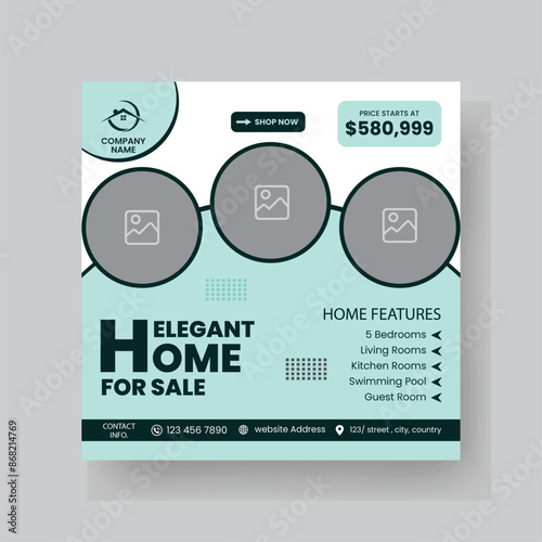 Modern Real state Home rent social media post Sale or carousel design template