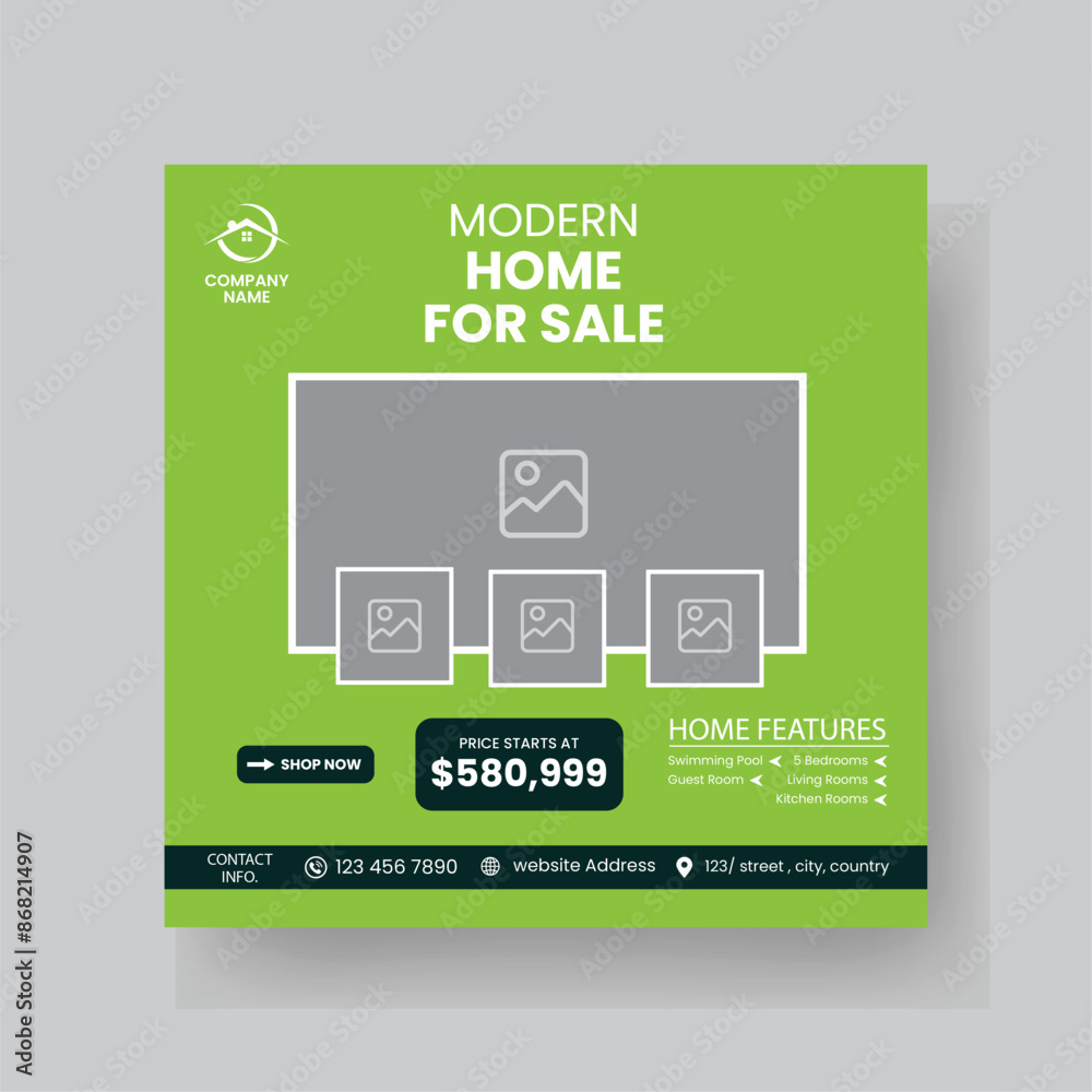 Modern Real state Home rent social media post Sale or carousel design template Modern Real state Home rent social media post Sale or carousel design template