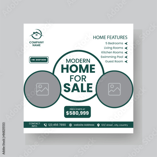 Modern Real state Home rent social media post Sale or carousel design template