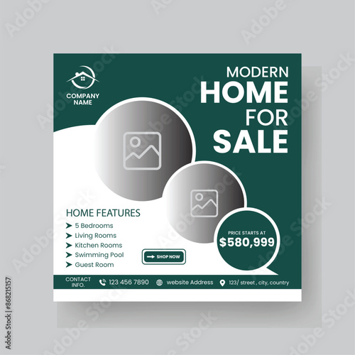 Modern Real state Home rent social media post Sale or carousel design template
