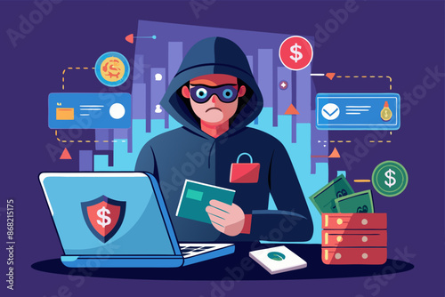 Ransomware Hacker Demanding Payment on Laptop, Cyber Attack Encrypting Company Data for Ransom