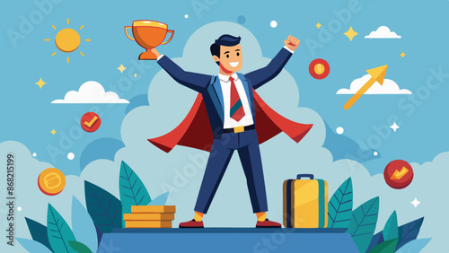 Skillful Businessman Demonstrating Capability and Competence, Overcoming Challenges and Achieving Success
