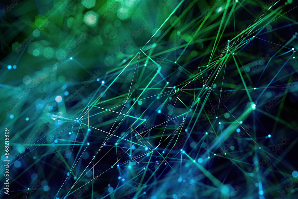 Blue and Green Network Lines form a Futuristic, generative ai image. Blue and Green Network Lines form a Futuristic, generative ai image.
