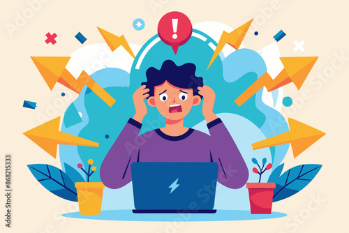 Solving Customer Pain Points: Frustrated User with Multiple Problem Arrows Seeking Better Experience