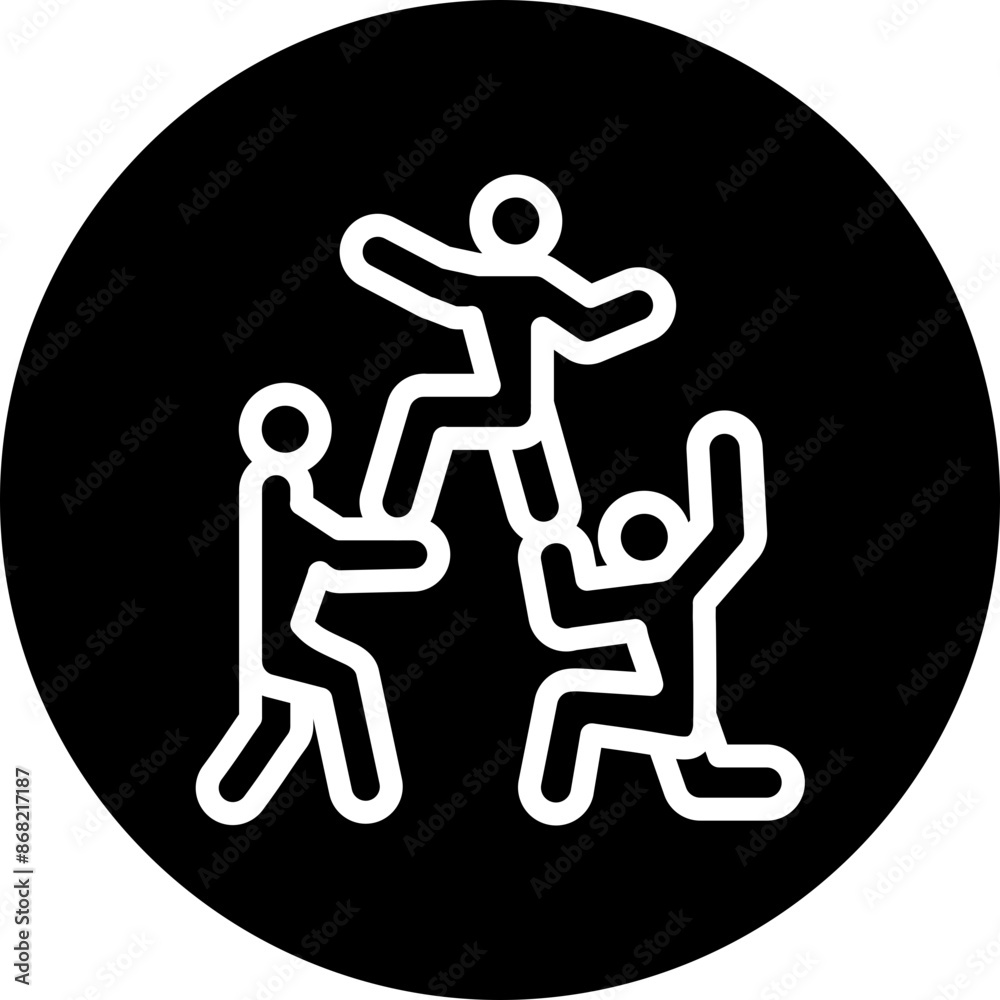 Team Building Vector Line White Circle Black Team Building Vector Line White Circle Black