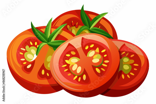 Sliced tomato flat icon illustration food vegetable