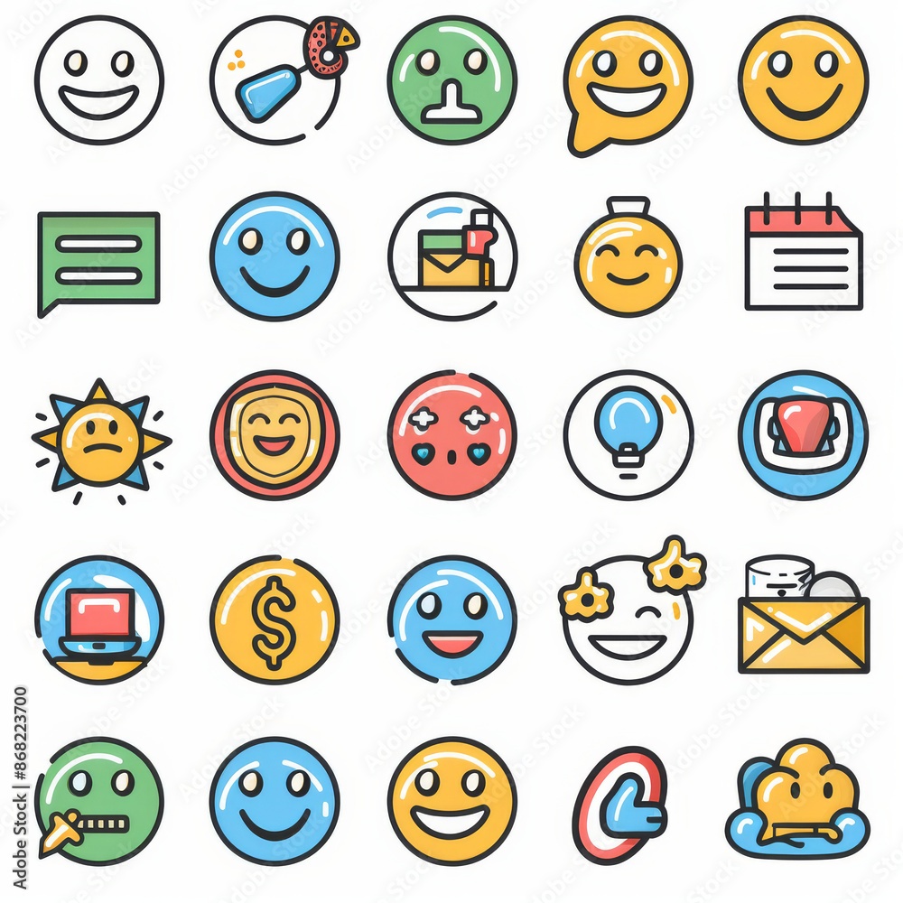 Set of feedback web icons featuring simple thin line designs. Includes icons for rating, testimonials, quick response, satisfaction, reviews, emotion symbols, and more. Set of feedback web icons featuring simple thin line designs. Includes icons for rating, testimonials, quick response, satisfaction, reviews, emotion symbols, and more.