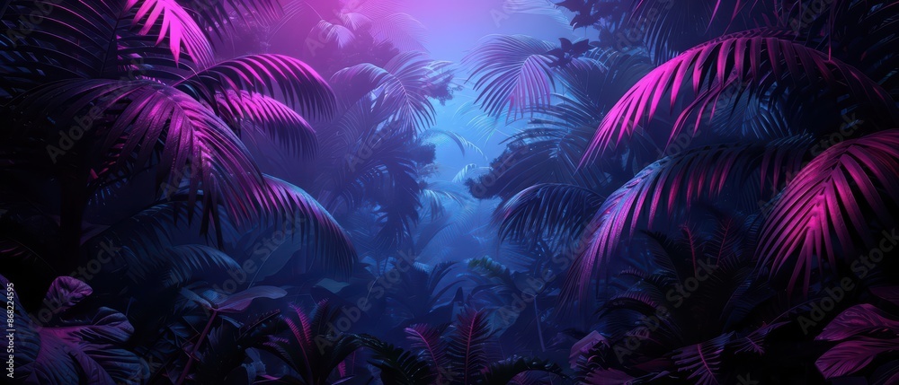 A futuristic jungle with cyber animals featuring neonlit fur and digital enhancements with copy space A futuristic jungle with cyber animals featuring neonlit fur and digital enhancements with copy space