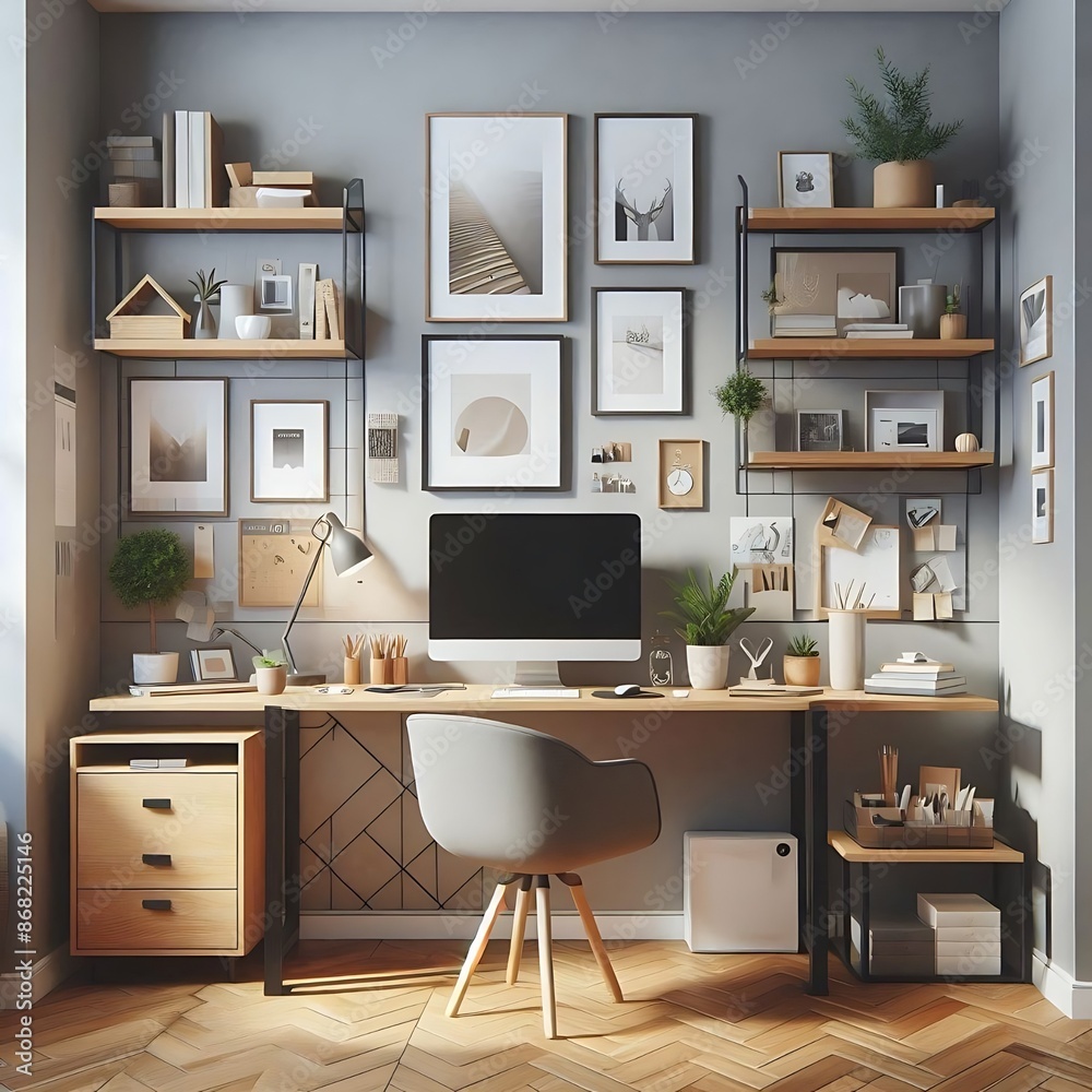 modern office interior with desk modern office interior with desk
