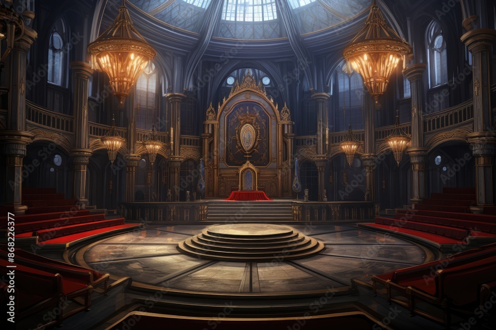 Obraz premium The Palace of the Parliament in Romania, concealing chambers of arcane knowledge.