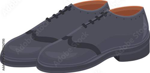 Pair of classic black leather shoes with laces, perfect for a businessman or for a special occasion