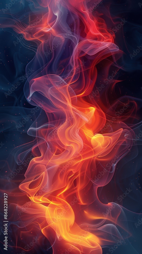 Fototapeta premium A modern, abstract design using smooth gradients and lines to convey the concept of rising global temperatures. 