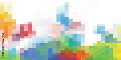 Deep Sea Green Blue Seamless Pixilated Gradient Background. Mosaic Pixel Art Texture. Horizontal Pixel Gradient Backdrop.