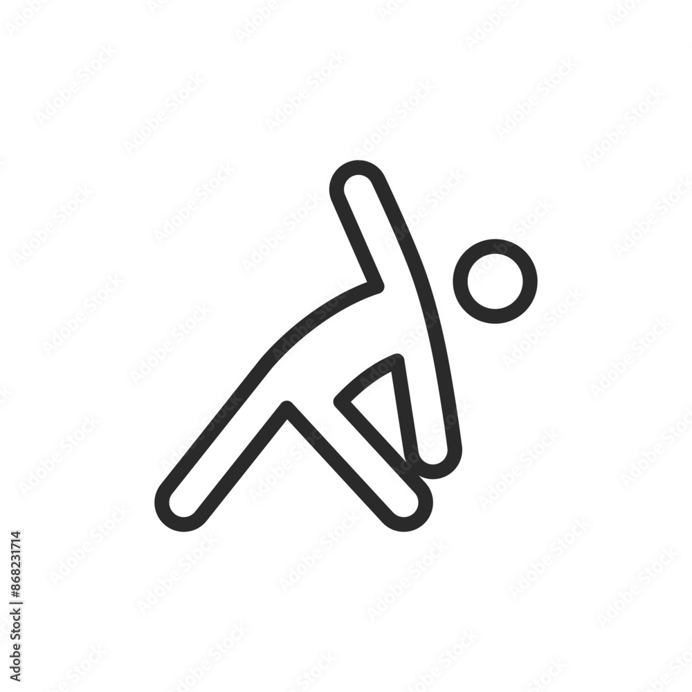 Person stretching, linear style icon. flexibility exercises and physical warm-up. Editable stroke width