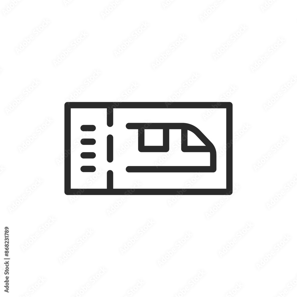 Train ticket, linear style icon. a ticket for train travel. Editable stroke width. Train ticket, linear style icon. a ticket for train travel. Editable stroke width.
