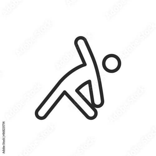 Person stretching, linear style icon. flexibility exercises and physical warm-up. Editable stroke width