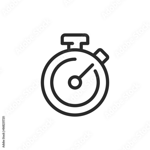 Stopwatch, linear style icon. time tracking and interval training. Editable stroke width