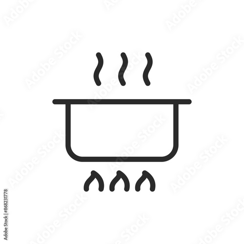 Boiling water, linear style icon. water purification and boiling. Editable stroke width