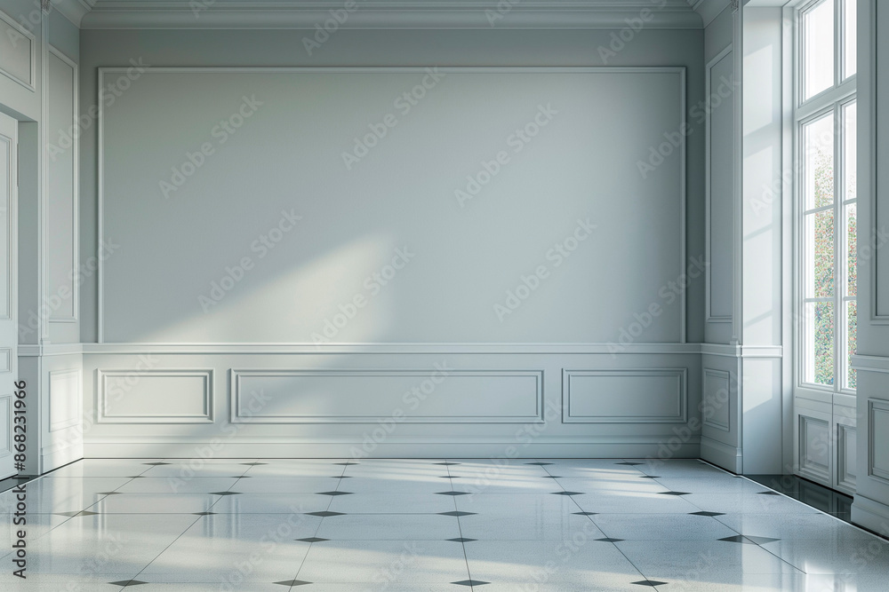 monochrome light grey empty hall with mock up wall monochrome light grey empty hall with mock up wall