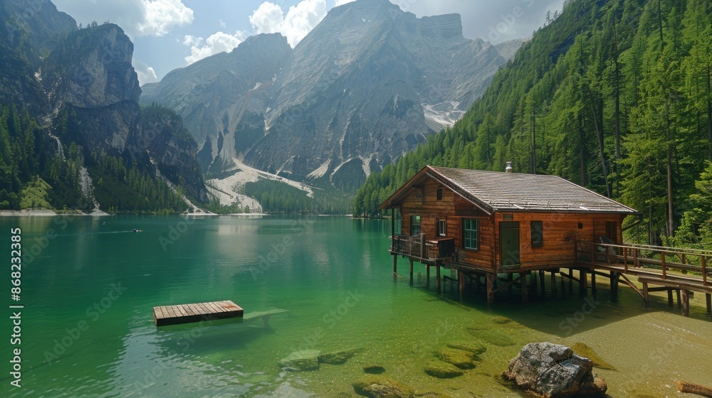 Secluded Cabin by a Mountain Lake Secluded Cabin by a Mountain Lake