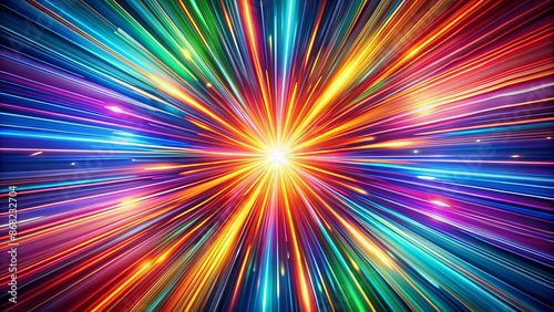 Vibrant colorful shiny lines radiate from center, forming dynamic abstract background for e-commerce signs, retail shopping, ads, and marketing campaigns.