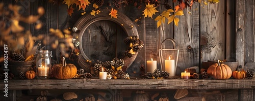 Rustic Fall Mantel Decor wi...